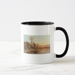 Mug Paysage avec un cottage ruiné au coucher du