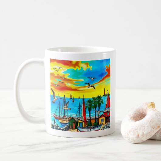 Mug Paysage côtier de rêve (Avec donut)