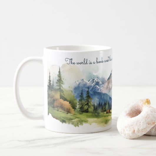 Mug Paysage de la Vallée des Monts-de-l'Aquarelle avec (Avec donut)