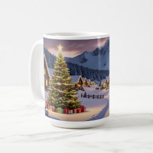 Mug Paysage de lumières de Noël avec neige