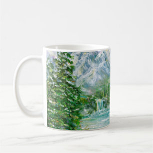Mug Paysage de montagne de printemps. Main acrylique o