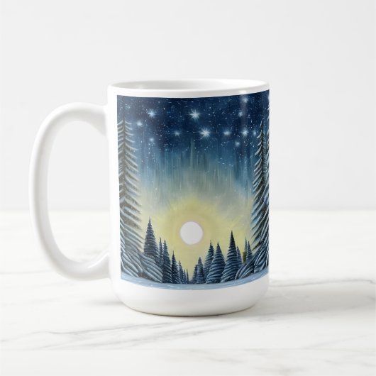 Mug Paysage De Neige À feuillage persistant Lune Sous  (Gauche)