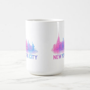 Mug Paysage de New York à l'aquarelle – Pont Néon