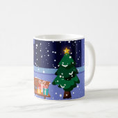 Mug Paysage de Noël avec lampadaire, arbre et gif (Devant droit)
