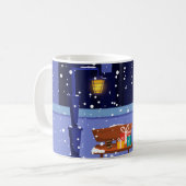 Mug Paysage de Noël avec lampadaire, arbre et gif (Devant gauche)