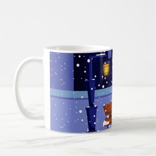 Mug Paysage de Noël avec lampadaire, arbre et gif (Gauche)