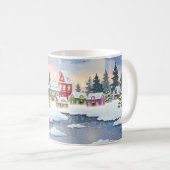 Mug Paysage de Noël d'hiver avec maison enneigée (Devant droit)