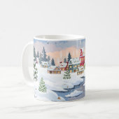Mug Paysage de Noël d'hiver avec maison enneigée (Devant gauche)