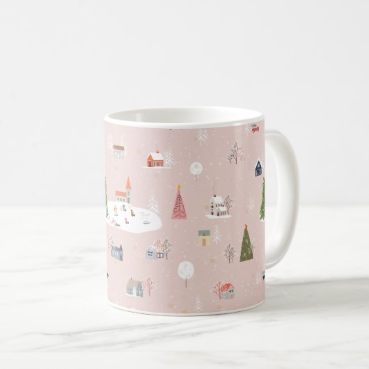 Mug Paysage de Noël mignon et motif en t (Devant droit)