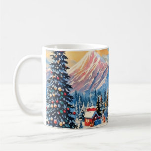 mug paysage de noël vintage
