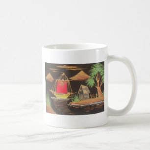 Mug Paysage de voilier rouge Impression à l'huile