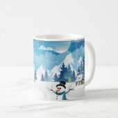 Mug Paysage d'hiver du village du soir avec neige (Devant droit)