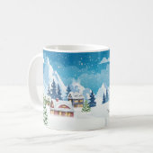Mug Paysage d'hiver du village du soir avec neige (Devant gauche)