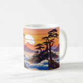Mug Paysage du coucher du soleil japonais (Devant droit)