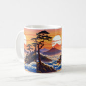 Mug Paysage du coucher du soleil japonais (Devant gauche)