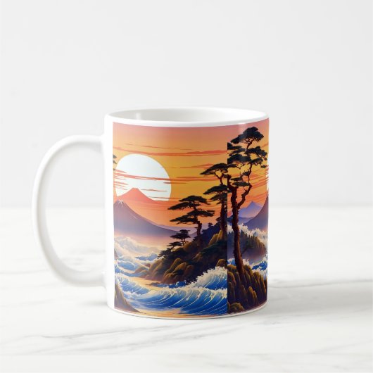 Mug Paysage du coucher du soleil japonais (Gauche)