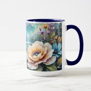 Mug Paysage forestier de la rivière Cosmos abricot et