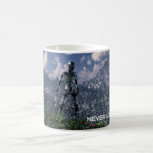Mug Paysage futuriste avec des robots. Ne jamais regar