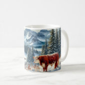 Mug Paysage hivernal avec des vaches pâturant dans la  (Devant droit)