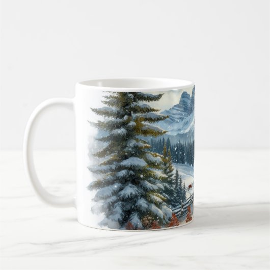 Mug Paysage hivernal avec des vaches pâturant dans la  (Gauche)