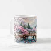 Mug Paysage japonais avec Pont, Koi et Sakura (Devant gauche)