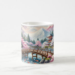 Mug Paysage japonais avec Pont, Koi et Sakura