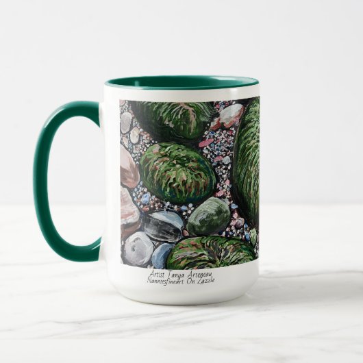 Mug Paysage Marin de Plage Verts Modernes/Marées Basse (Gauche)