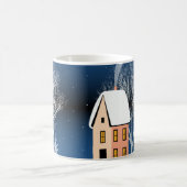 Mug Paysage nocturne d'hiver, maison confortable, lune (Centre)