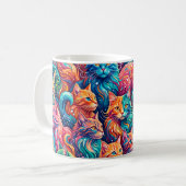 Mug Paysage onirique de chat vibrant – Psychedelique B (Devant gauche)