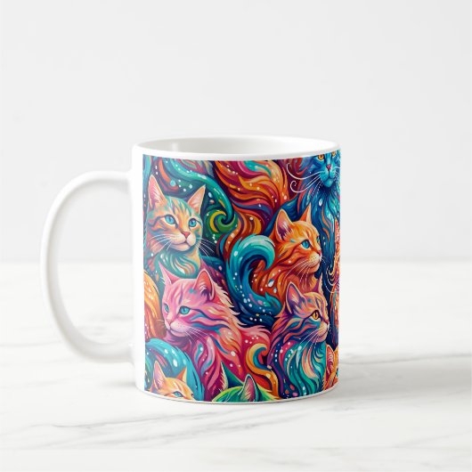 Mug Paysage onirique de chat vibrant – Psychedelique B (Gauche)