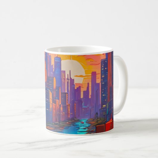 Mug Paysage psychédélique rose avec rivière (Devant droit)
