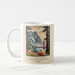Mug Paysage Texturé 3D Vintage de Road Trip en Califor