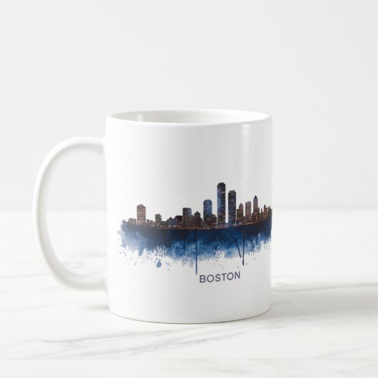 Mug Paysage urbain de Boston à l'aquarelle (Gauche)