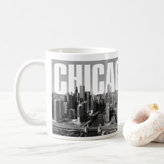 Mug Paysage urbain de Chicago (Avec donut)
