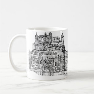 Mug Paysage urbain de Wurtzbourg en Bavière, art linéa