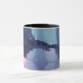 Mug Paysage urbain futuriste avec des structures flott (Centre)