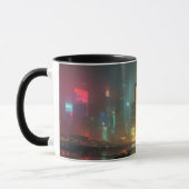 Mug Paysage urbain futuriste avec reflets néon (Gauche)