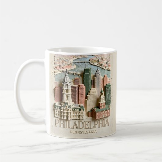 Mug Paysage urbain texturé moderne de Philadelphie (Gauche)