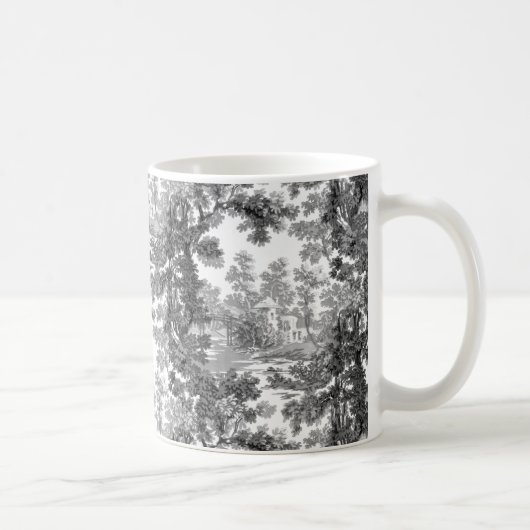 Mug Paysage vintage Cottage Toile-Noir & Blanc (Droite)