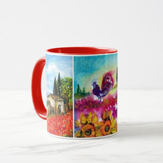 MUG PAYSAGES DE TOSCANE, FLEUVES, ROOSTER NOIR (Devant gauche)