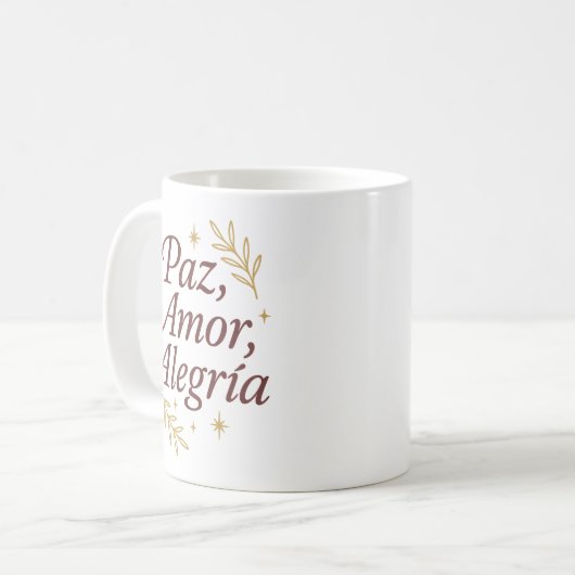 Mug Paz, Amor, Alegría ✨ | Elegant Christmas Design (Devant gauche)