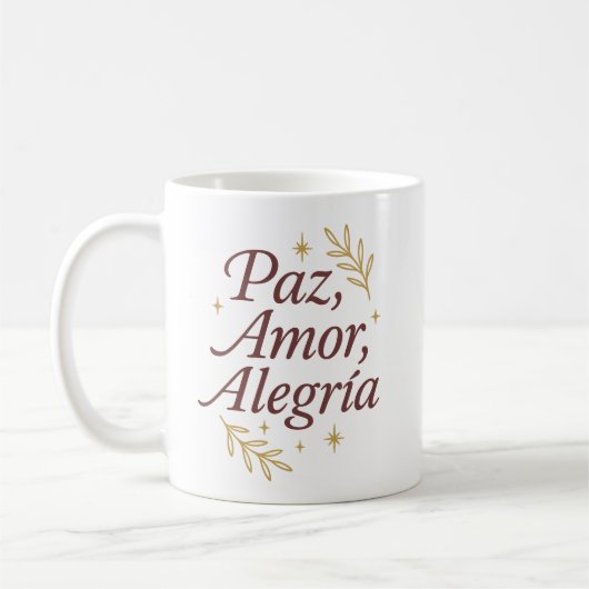 Mug Paz, Amor, Alegría ✨ | Elegant Christmas Design (Gauche)