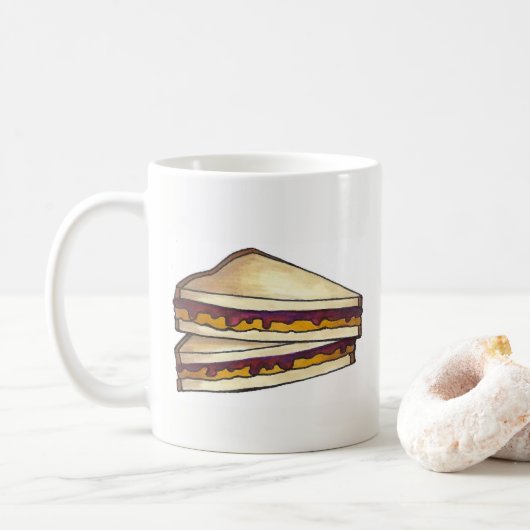 Mug PB&J Beurre d'arachide et sandwich à la gelée (Avec donut)