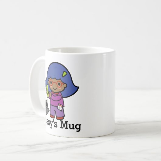 Mug PDG / Comptable / Mogul Girl avec ordinateur (Devant gauche)