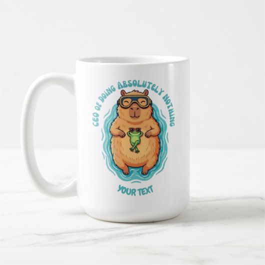 Mug PDG drôle de Capybara qui ne fait rien sur mesure (Gauche)