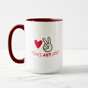 Mug Peace and Love Combo Signe de cœur et de pai