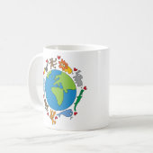 Mug Peace And Love Cute Cartoon Animaux du monde (Devant gauche)