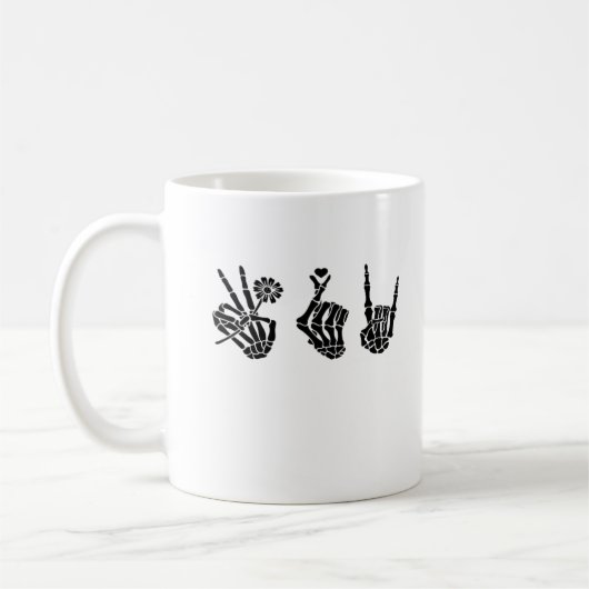 Mug Peace And Roll Skeleton Mains Classique (Gauche)