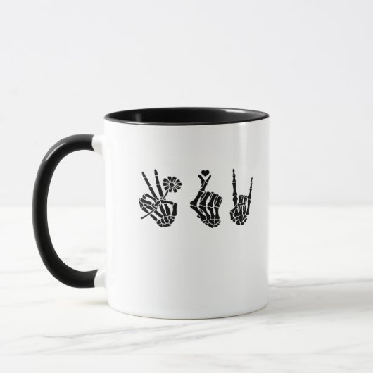 Mug Peace And Roll Skeleton Mains Classique (Gauche)