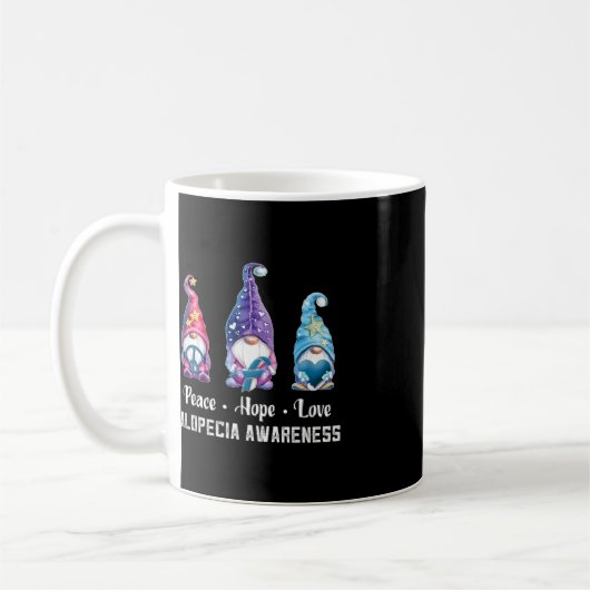 Mug Peace Hope Love Gnomes Alopecia Sensibilisation (Gauche)
